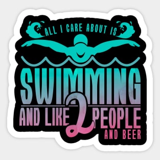 'All I Care About Is Swimming' Hilarous Swimming Gift Sticker